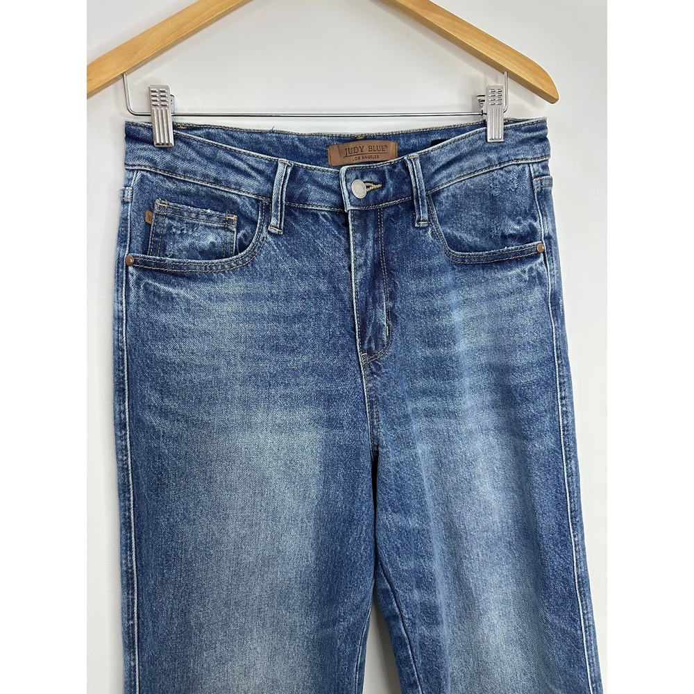Judy Blue Wide Leg High Waist Rigid Magic Destroy Hem Crop Denim Jeans 7 / 28 - Picture 3 of 16
